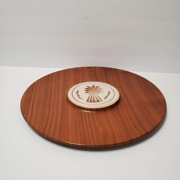 Pigeon Forge Pottery Tile Wood Tray, Vintage Mid Century, Wheat Sheaf, Signed TN - Picture 3 of 8